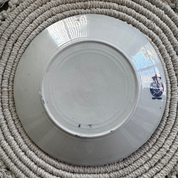 Pre-owned Flow Blue & White 8" Plate. Upper Hanley VICTORIA Pottery of England - Picture 4 of 8